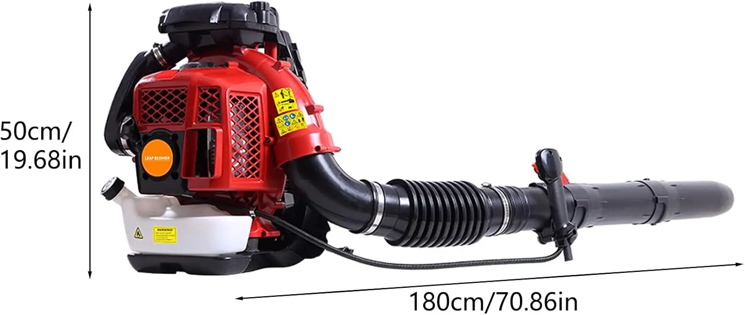 80CC Gas Powered Backpack Leaf Blower 900CFM Powerful 206MPH Extreme Duty 2-Cycle Petrol Powered Leaf blowers for Lawn