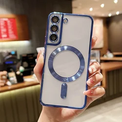 Luxury Magnetic Plating Clear Case Cover for Samsung S24 FE (Navy)