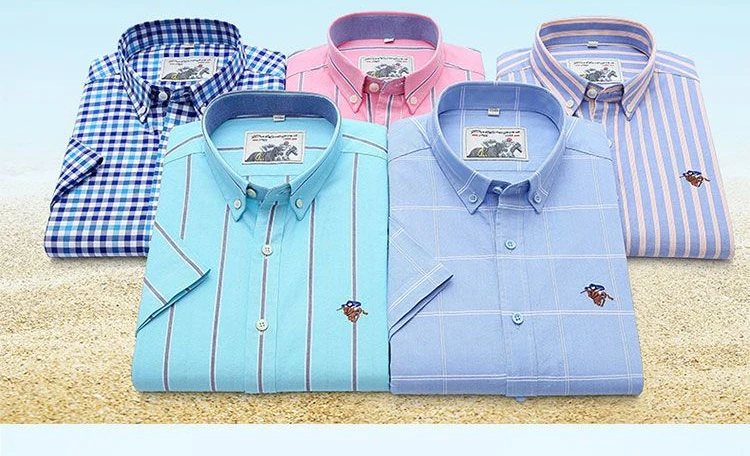 Camicia Uomo Maniche Corte 97% Cotone - Con Ricamo, Stile Casual, Ideale Per Estate E Tempo Libero