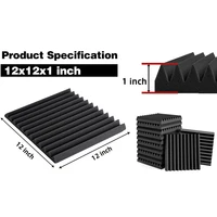 แผ่นโฟมอะคูสติกสำหรับสตูดิโอ 12 ชิ้น ขนาด 30x30x2.5 ซม. แผ่นดูดซับเสียง ความหนาแน่นสูง สำหรับกันเสียง พร้อมเทปกาว 6