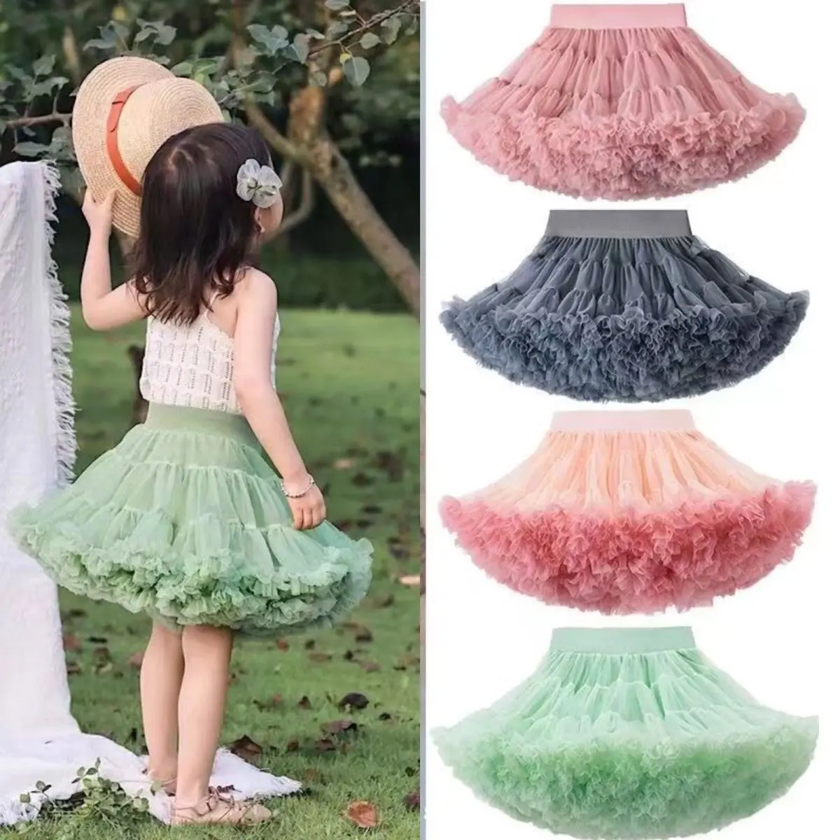 Baby Girls Tulle Tutu Skirt Ballerina Pettiskirt Fluffy Children Ballet Skirts For Party Dance Princess Girl Tulle Clothes 1-16Y