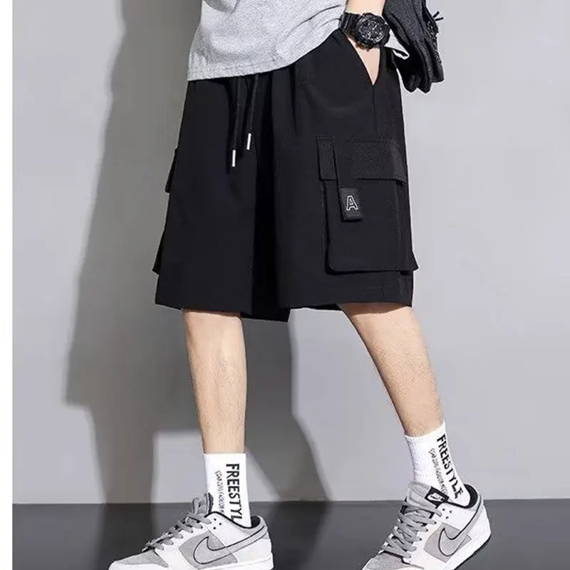 2024 Elegant Fashion Harajuku Slim Fit Ropa Hombre Loose All Match Casual Shorts Solid Pockets Thin Style Sport Work Shorts