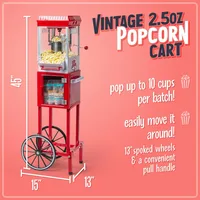 Popcorn Maker Machine - Professional Cart With 2.5 Oz Kettle Makes Up to 10 Cups - Vintage Popcorn Machine Movie Theater Style 2