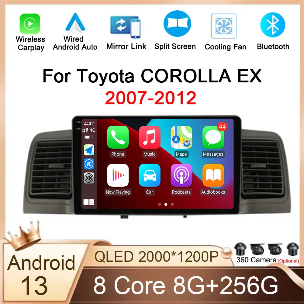 

Автомагнитола QLED для Toyota COROLLA EX 2007-2012, Android 13, мультимедийный видеоплеер с GPS-навигацией, Wi-Fi, 4G, DSP, головное устройство Carplay