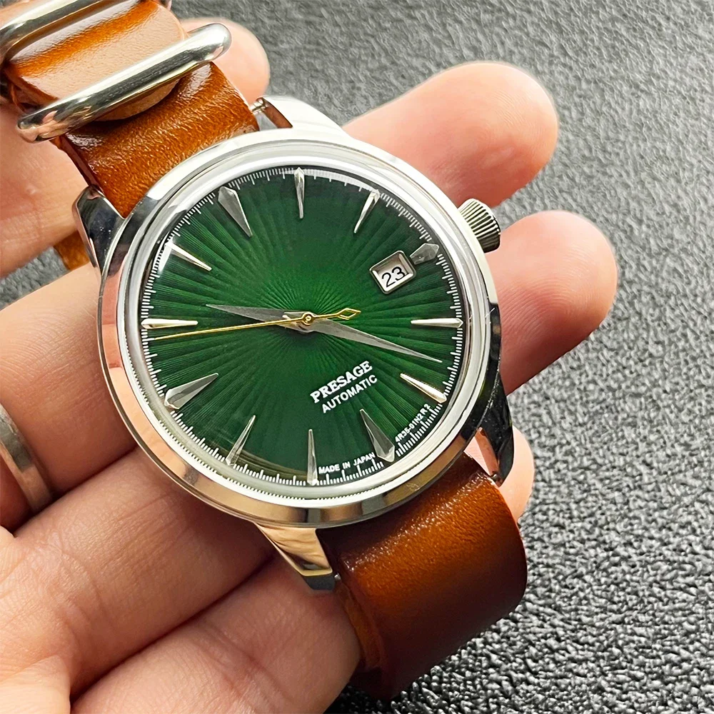 

40.5mm S Logo Cocktail Series Man's Watch With NH35 Automatic Movement Sapphire Glass Leather Strap Customized Watch