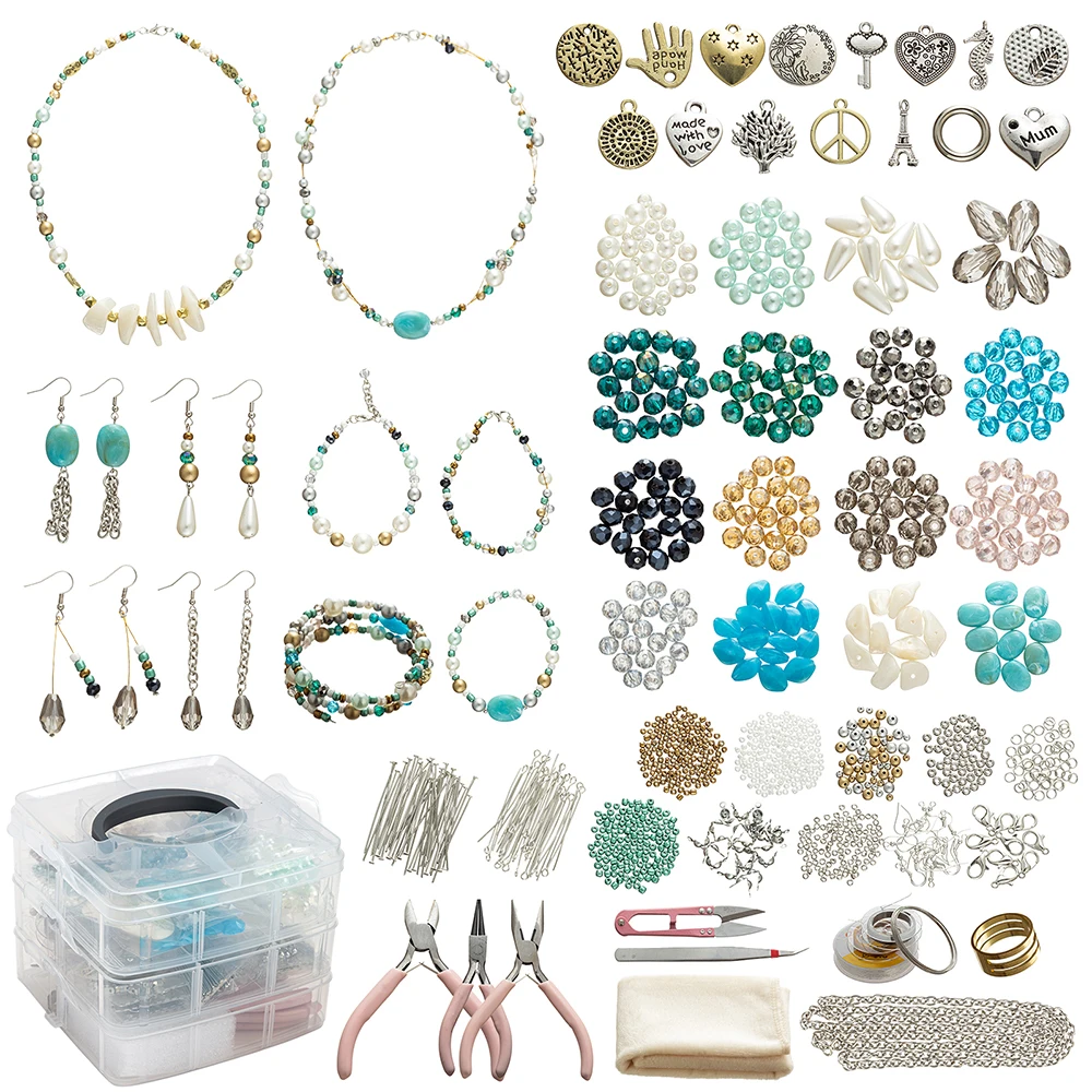DIY handmade design for gemstone ring making kit for women 24 colors beads necklace bracelet  tree making