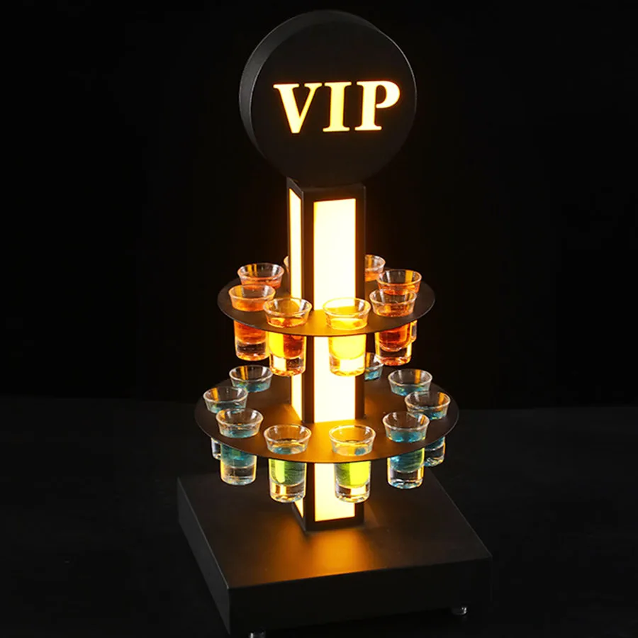 

Cool VIP Cocktail Cup holder Stand Service Shot Glass Glorifier Display Rack atmosphere Lamp Nightclub Bar Party Wine Glass Rack