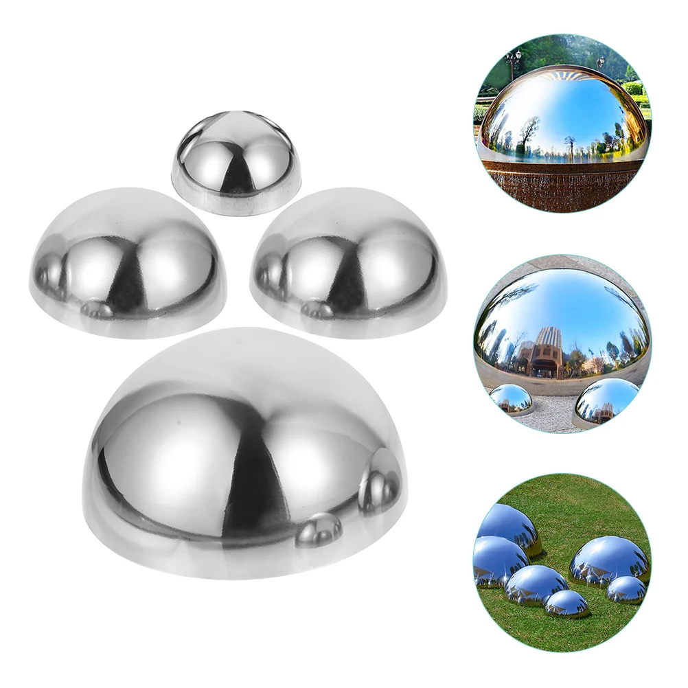 

4 Pcs Garden Reflector Hemisphere Ball Hollow Stainless Steel Mirror Balls Reflective Globe