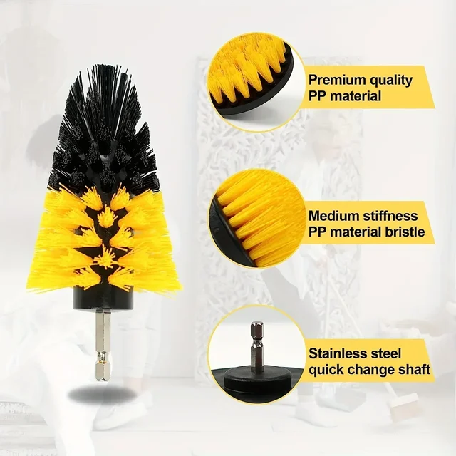 Ensemble d'accessoires de brosse de forage multi-usages, kit d'outils de brosse de livres, perceuse polyvalente avec rallonge pour sol, automobile, ensemble de 7 pièces 5