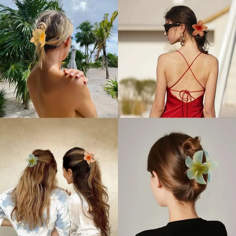 Hair Clips Egg Flowers Hawaii Beach Claws Bohemian Hairpin Hair Accessories Vacation Hair Clip Versatile Ponytail Shark Clip