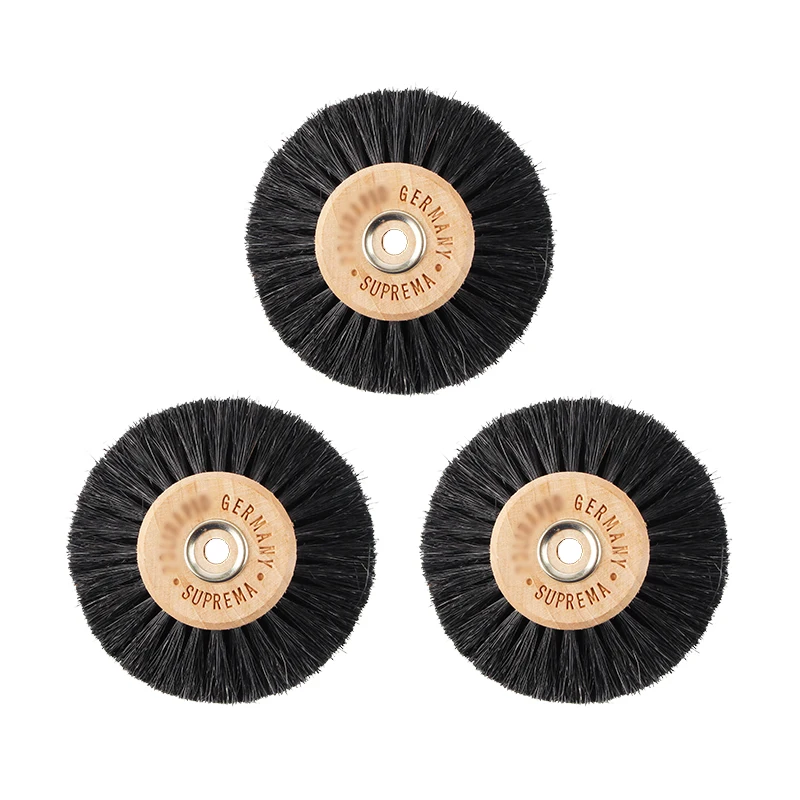 12pcs 고품질 4C 6C 65mm 78mm 지적 검은 충칭 강모 헤어 휠 브러시 쥬얼리 연마 청소 나무 허브 브러시