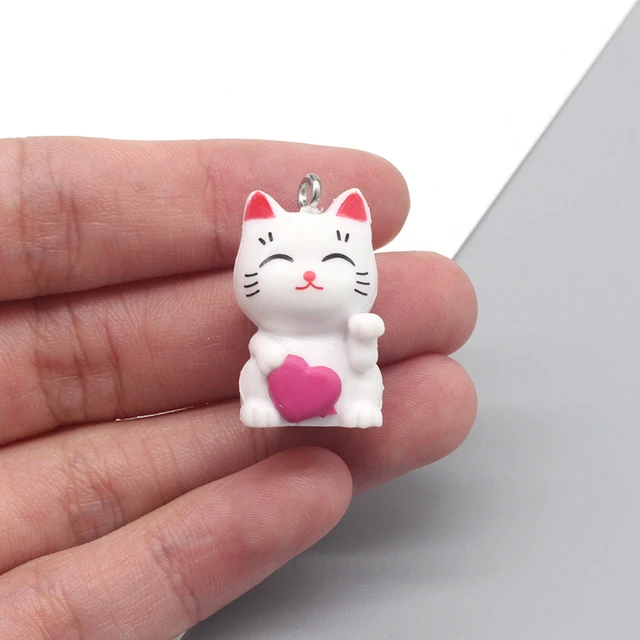 Mix 10pcs/pack Kawaii Small Cat Resin Charms DIY Crafts 3D Animal Pendants  For Earring Necklace