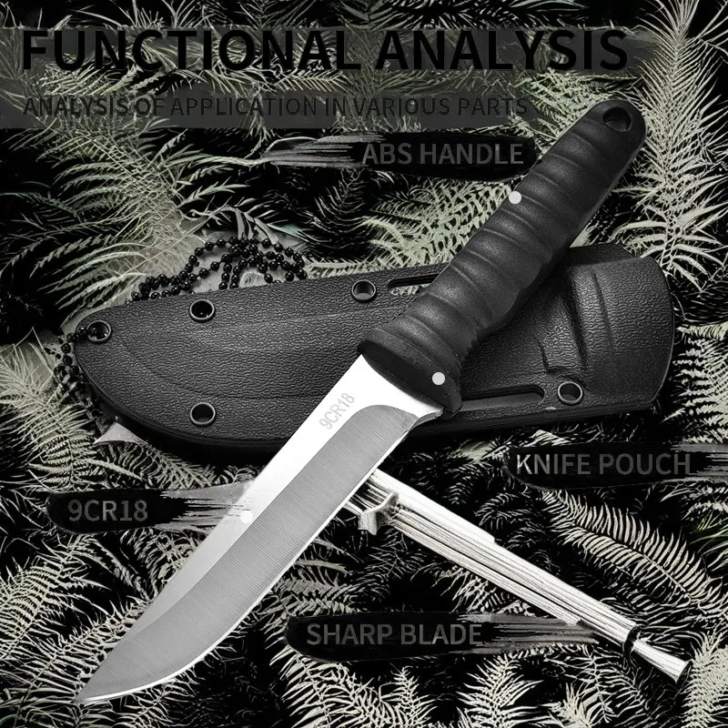Meat Cleaver 5Cr15Mov Stainless Steel Meat Cleaver Sharp Boning Knife Fishing Accessories Knife with Holster Multifunction Vegetable Peeler