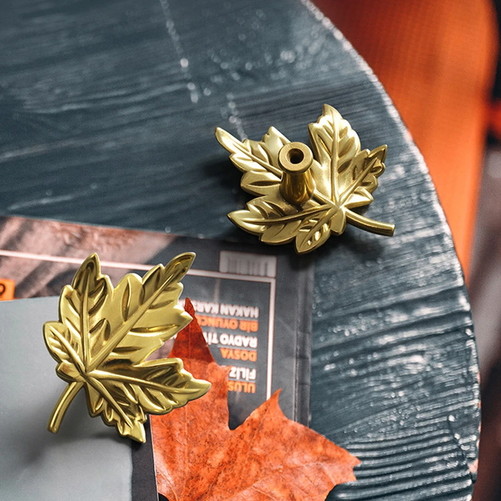 Maple Leaf Brass Cabinet Knobs Gold Palm Leaf Drawer Pulls Home Decor  Dresser Knobs Ginkgo Leaf Closet Door Handles Unique Pulls