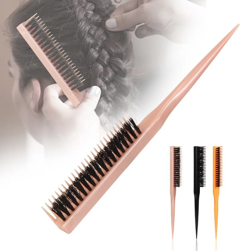 

New Type 3 Colors Professional Boar Bristle Hair Brushes Comb Salon Barber Styling Tools Plastic Women Teasing Hairdresser Comb