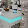 LED Coffee Table with Storage, White Coffee Table with Wireless Charging and Speaker, High Glossy Modern Center Table with 3