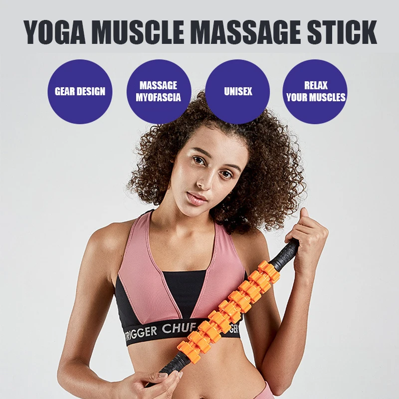Gear Massage Stick Yoga Deep Muscle Relaxation Massage Shaft Personal Training Fascia Roller Plastic Roller Fitness Equipment