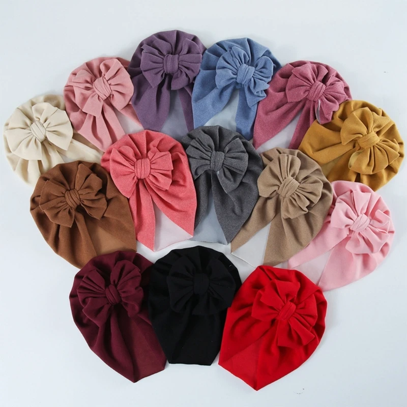 

Cute Big Bow Baby Hat Baby Girls Muslin Knot Hat Beanie Cap Dry Acrylic High Stretchy Newborn Turban Hat Bonnet Headwear