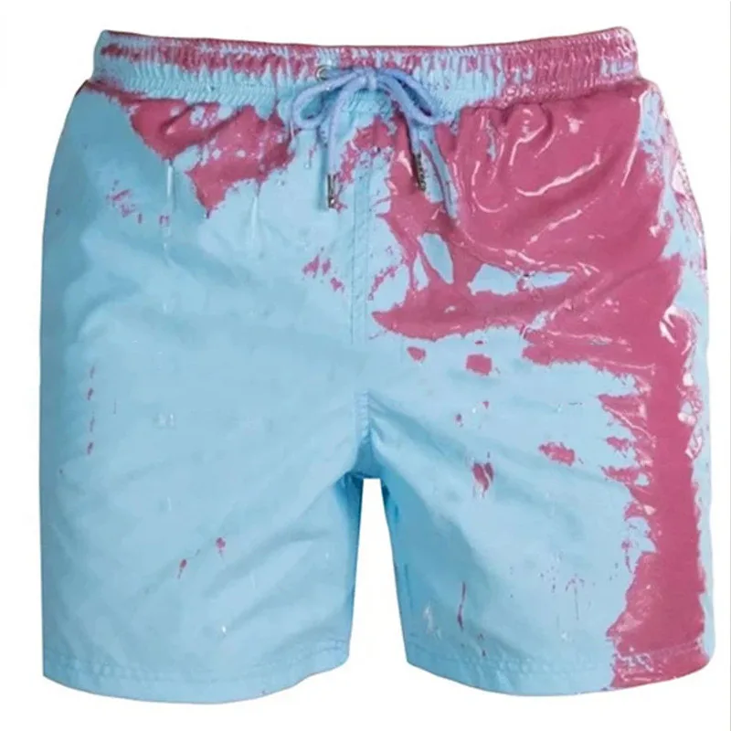 Summer KPOP Fashion Style Harajuku Slim Fit Sweat Pants Loose Casual All Match Beach Shorts Solid Discoloration Swimming Trunks