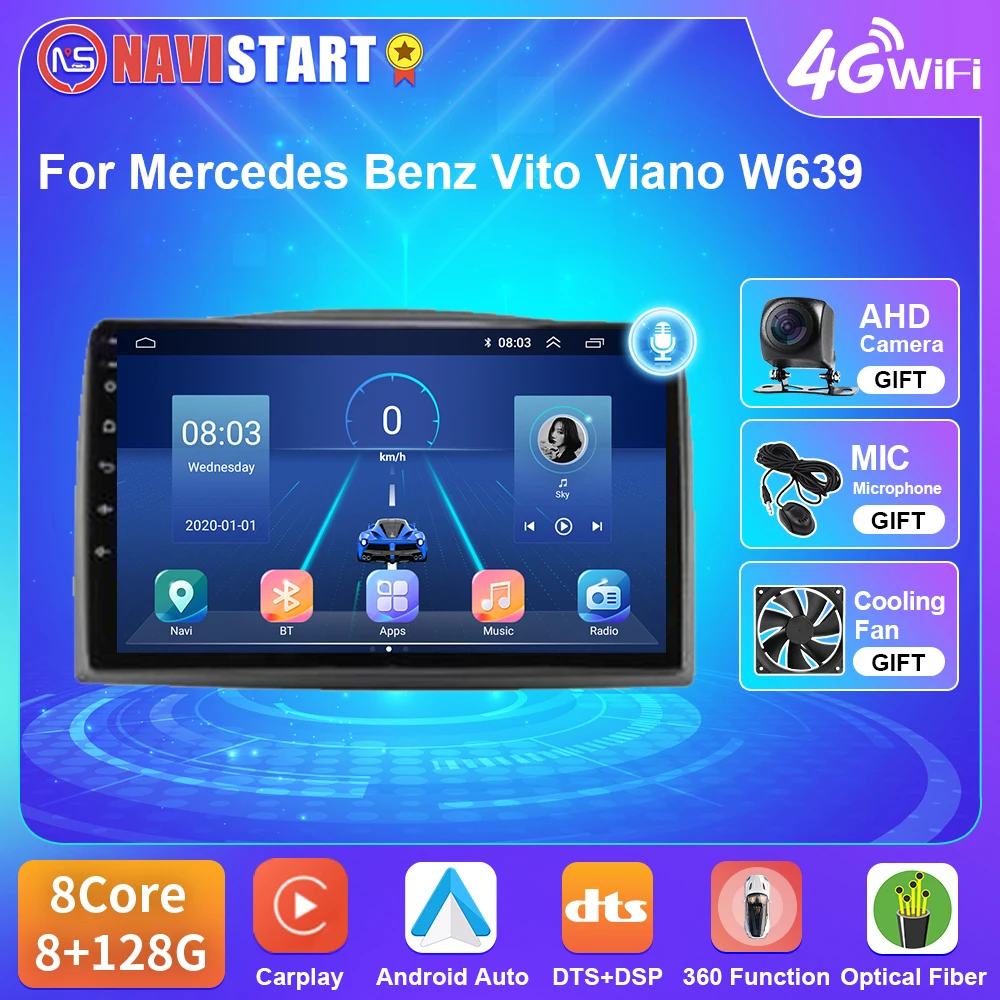 

NAVISTART Android 10 Car Radio Multimedia Player For Mercedes Benz Vito Viano W639 2014 -2018 Carplay Navigation 4G WIFI Video