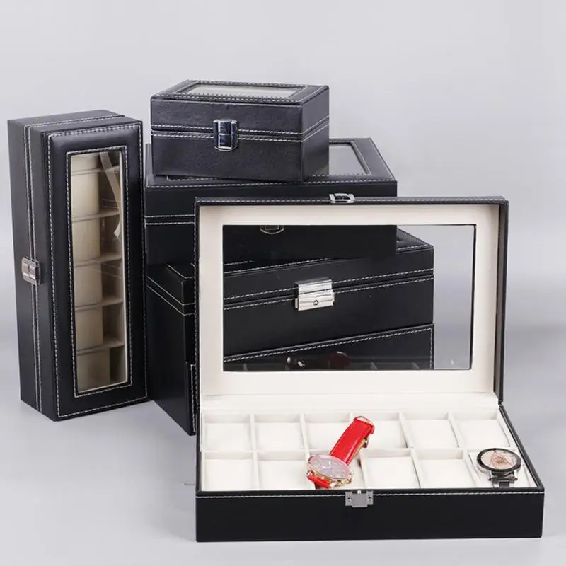 Watch Box 2/3/4/5/6/8/10 Grids PU Leather Watch Case Jewelry Storage Box Packaging Organizer Jewelry Display