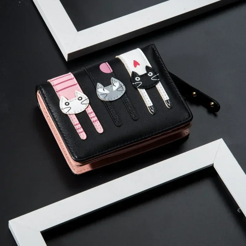 Cartoon Cat Women Wallet PU Leather Women Short Wallet Brand Designed Coin Purse Female Card Holder Cute Girl Wallet 3