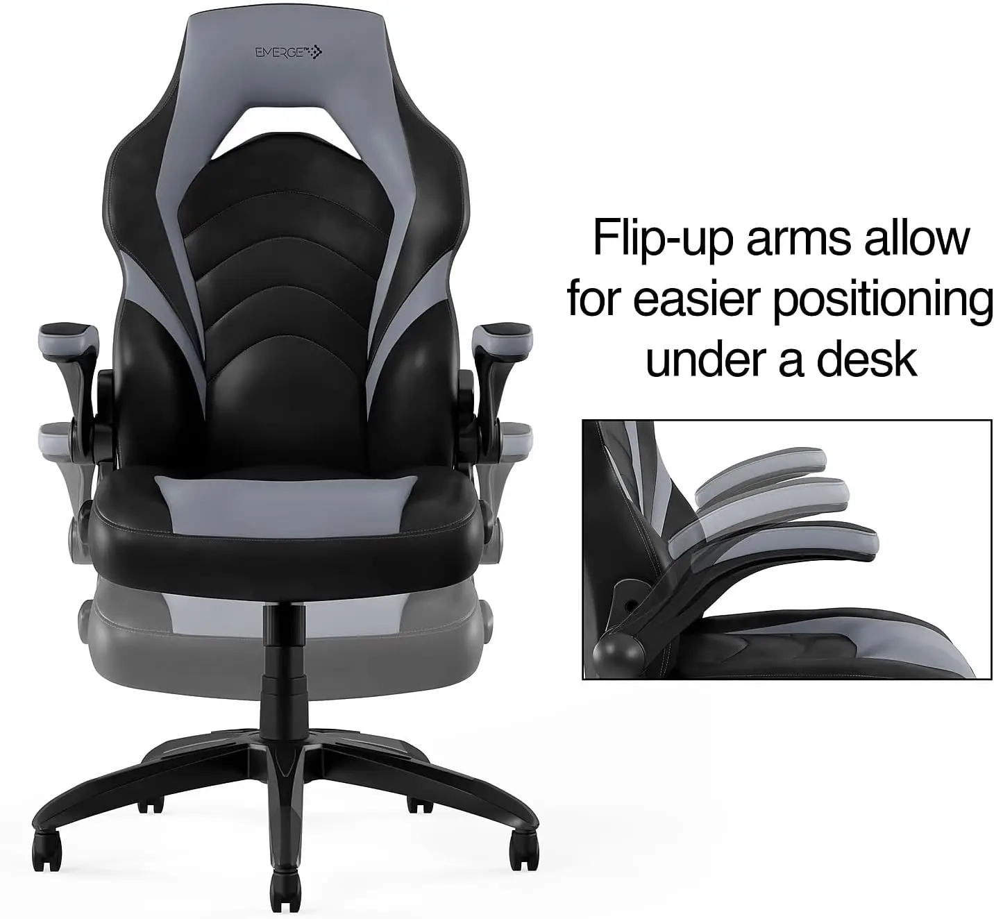 Bonded Leather Ergonomic Gaming Chair with Lumbar Support, High Back and Adjustable Tilt Lock