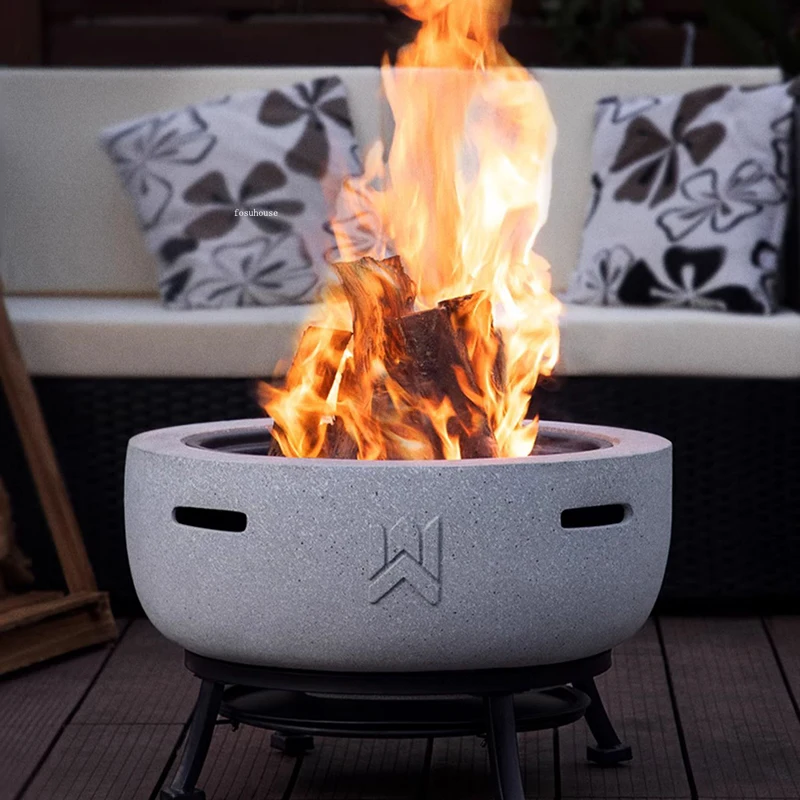 Nordic Minimalist Fire Pits Fireplace Courtyard Outdoor Garden Bonfire Party Grilled Table Camping Furnace Heating Grill Stand