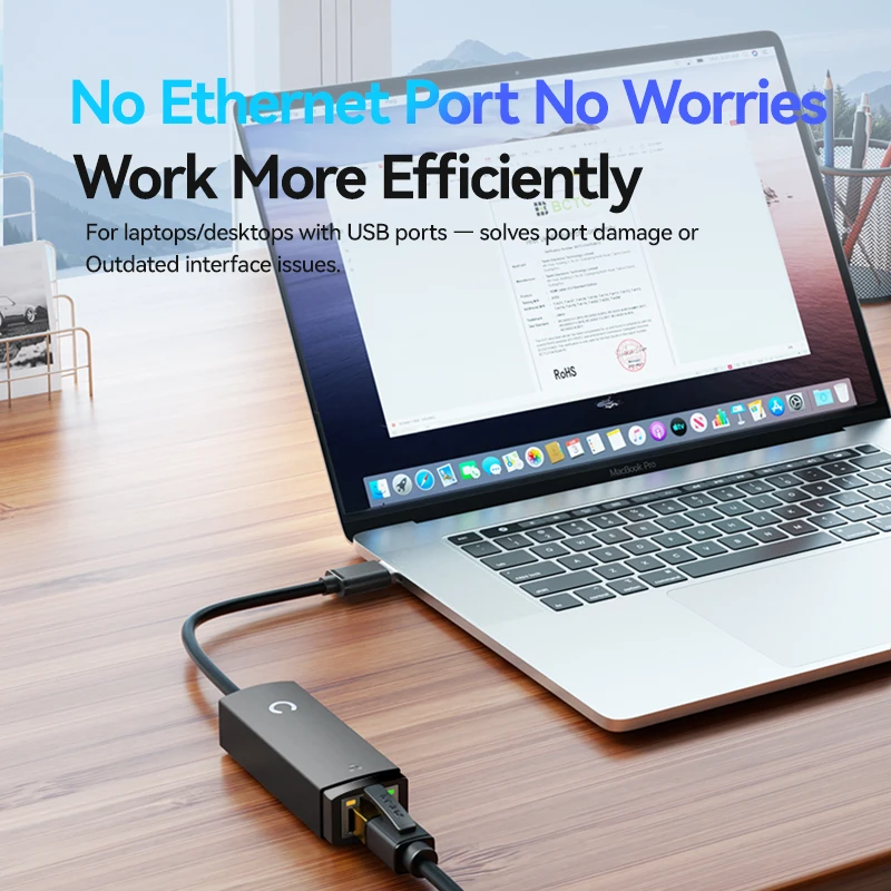 High-Speed USB-C to Gigabit Ethernet Adapter – RJ45 to USB 3.0/Thunderbolt 3