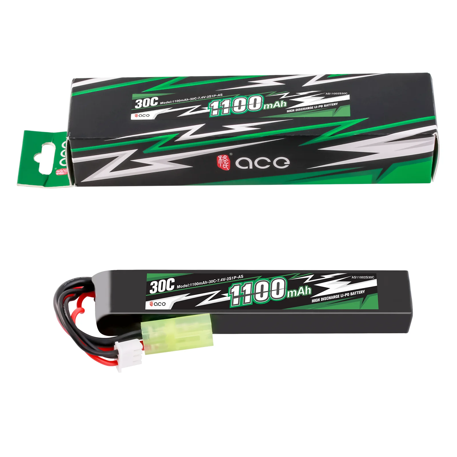 Batterie LiPo RC 2S 3S 1100-1400mAh 30C-40C XT30 SM connectée à un contrôleur de vol RC.