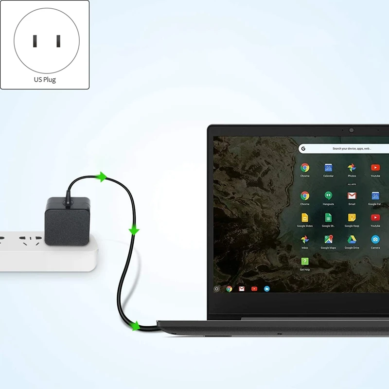 노트북 전원 어댑터 커넥터, 65W 벽 충전기, Lenovo Ideapad 320-14/15IKB 호환, 4.0x1.7mm, 1-65W