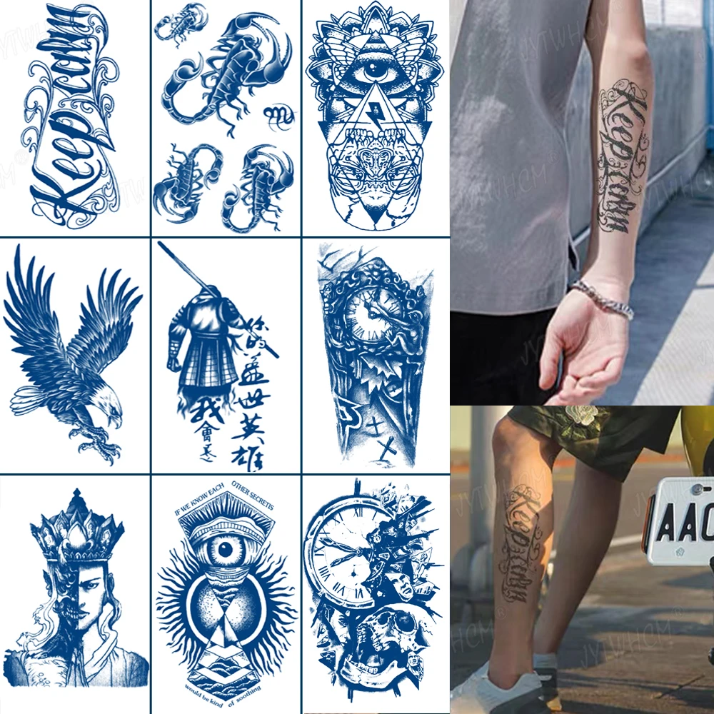 

Tattoo Temporary Waterproof Sticker Semi Permanent Scorpion Devil Eye Eagle Cool Sticker For Man's Arm Body Ink Tattos Stickers
