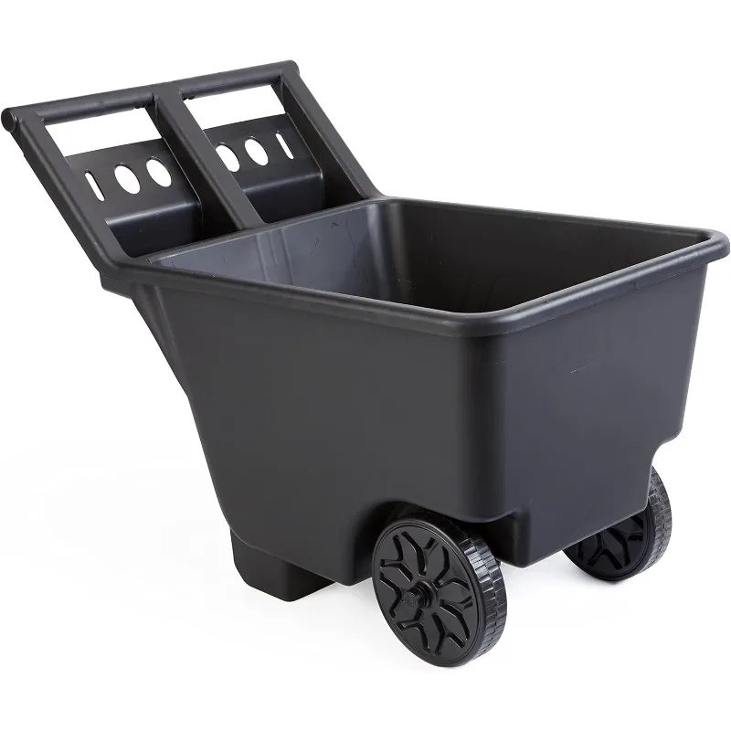 Yard Cart, Heavy Duty Wheeled Large Capacity Cart, 4.5 Cubic Feet, 200-pound Capacity Black