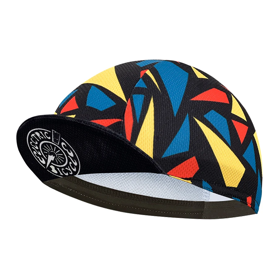 Illustration style cycling cap, summer polyester sweat absorption, pop, unisex, cycling cap boutique, striped, geometric, forest 2