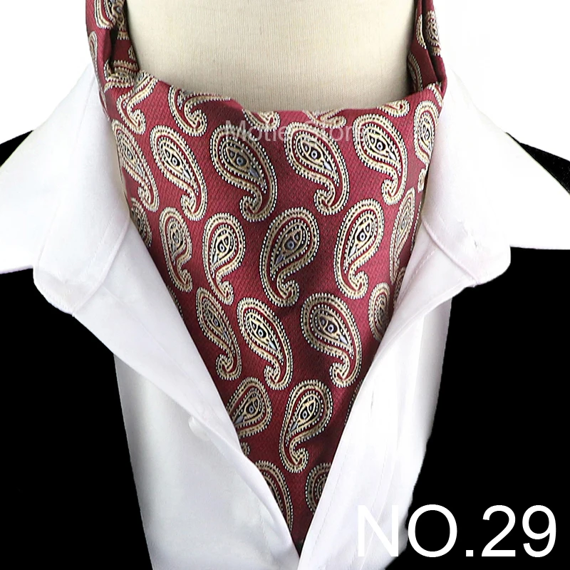Anmutige Jacquard-Paisley-Cashew-Krawatte, formelles Ascot Scrunch Self British Gentleman Herrenschal, Polyester-Krawatte, Anzug-Accessoires – Detail 28
