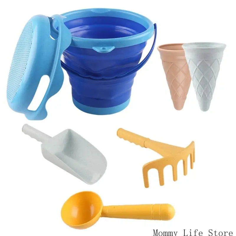 Portable Collapsible Sand Toy Set With Shovel For Children Beach Pool Fun Bucket Water Play_voghion.com