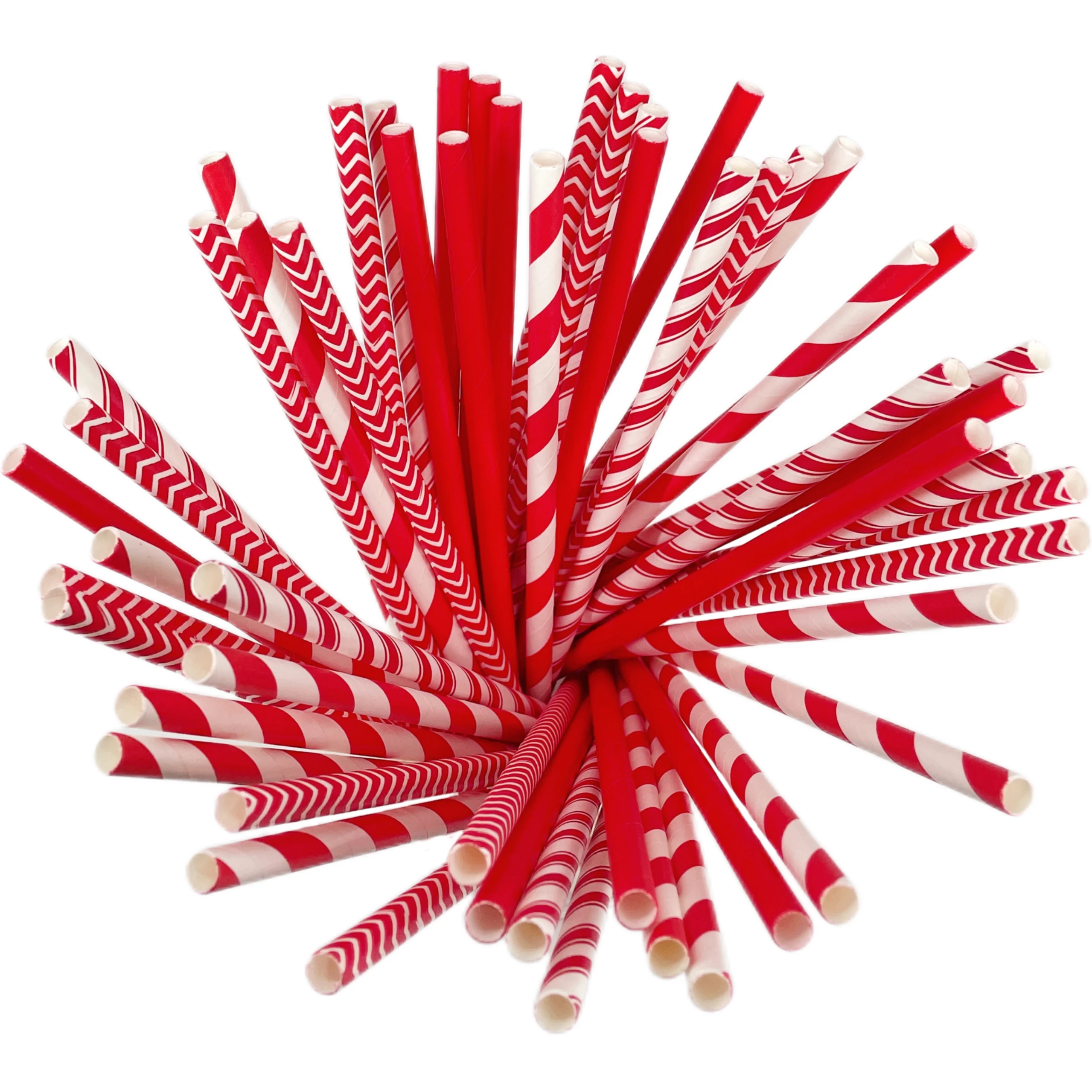 200pcs-disposable paper straws-6*197mm-available for Valentine's Day and New Year's Day-party decorations