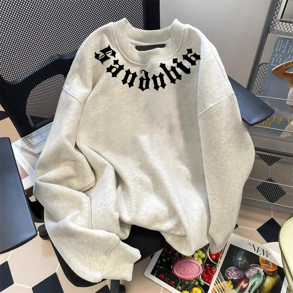 

American retro fashion brand hiphop letter sweatshirt women autumn winter ins loose lazy couple thickened long sleeved hoodies