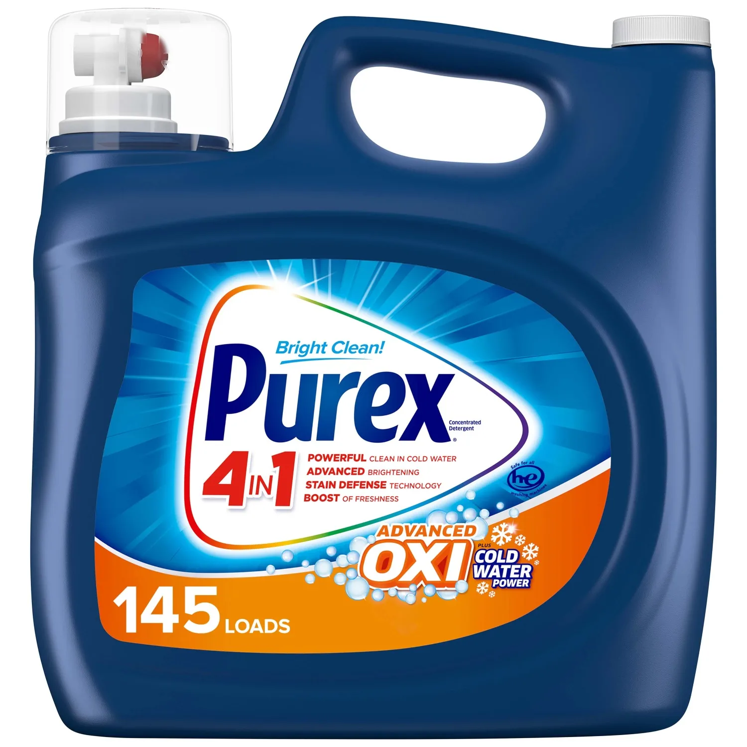 Liquid Laundry Detergent Plus OXI, Stain Defense Technology, 218 Fluid Ounces, 145 Wash Loads