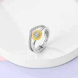 Sterling Silver Sparkling Sunflower Ring for Women | Elegant Jewelry for Birthdays and Anniversaries (KTR200)