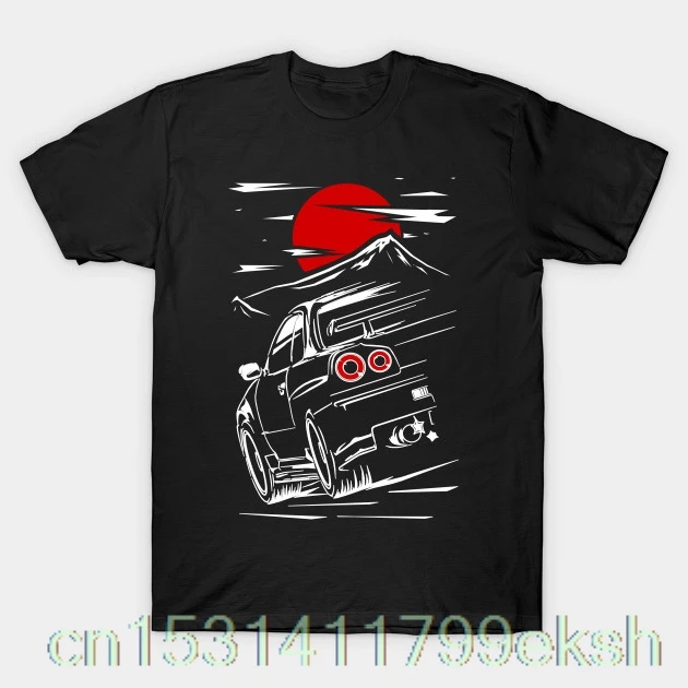 

JDM Skyline GTR 34 T-Shirt Men Cotton Short Sleeve T Shirts Newest Teenage Fresh Design T Shirt