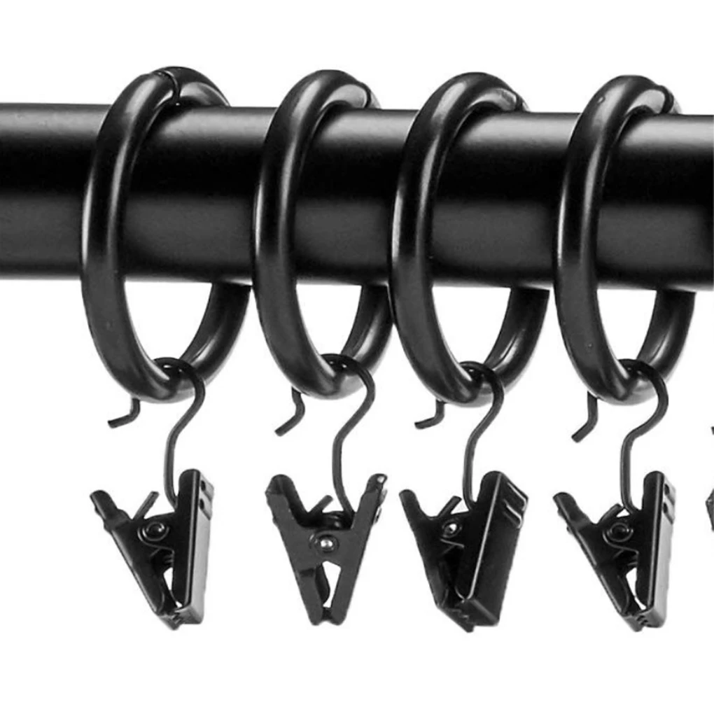 10Pcs/set Home Decoration Rod Clips Window Shower Clamps Bath Metal curtain Ring Hook Retro Clothespin Pole Buckle Accessories