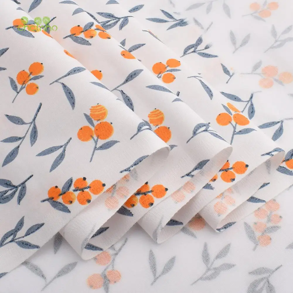 Chainho,Printed Twill Weave Cotton Fabric,DIY Sewing Quilting Material,Flower Series,Patchwork Cloth,2 Specification,CC125