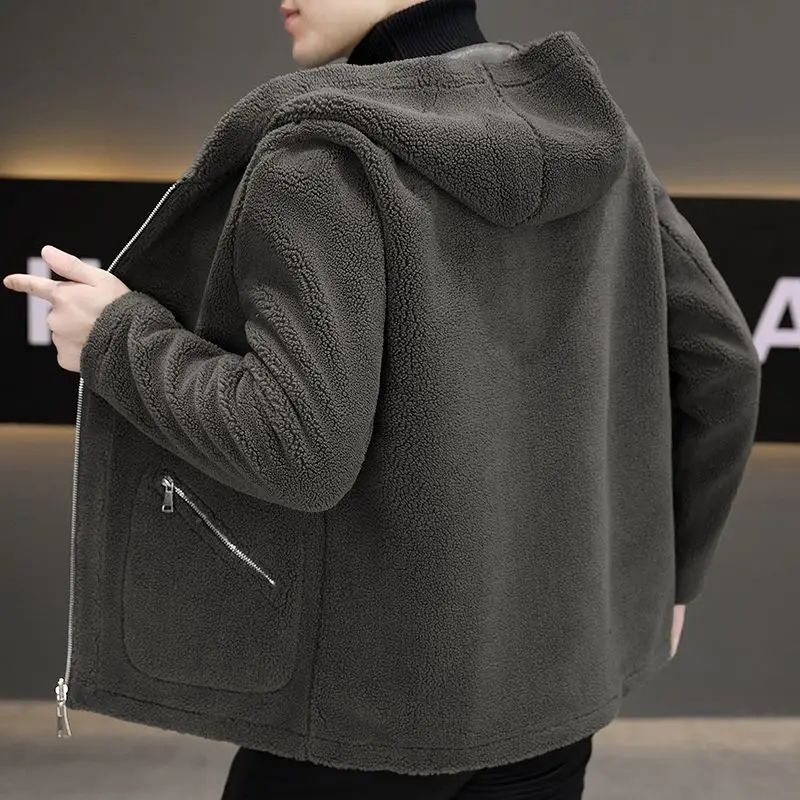 Winter New Men Fashion Two-Sided Wear Woolen Coat Male High-End Hooded Fur Integrated Jacket Casual Warm Large Size Outwear