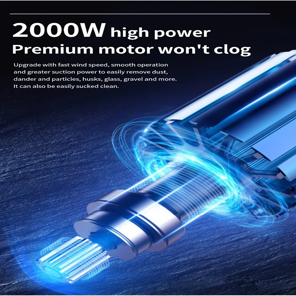 مكنسة كهربائية منزلية صامتة بقدرة 2000 وات، شفط قو...