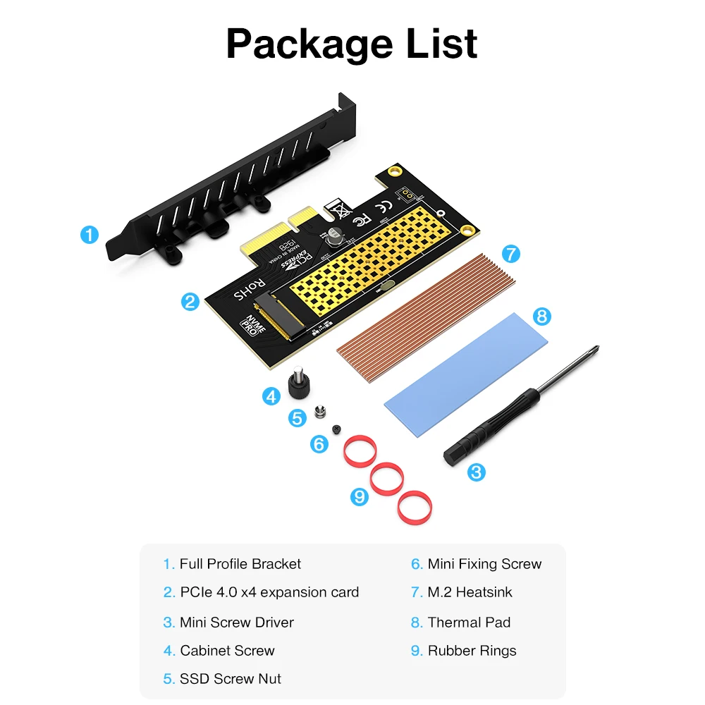 Nvme para Pcie Adapter Card Dissipador Ssd 64gbps Ssd Pcie 4.0 x4 Cartão de Expansão para pc Desktop Gen4 Gen3 Gen2 Jeyi-m.2 - Imagem 2