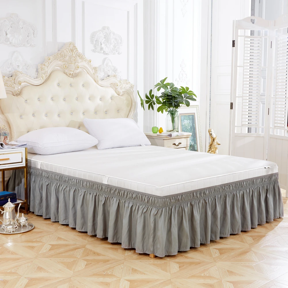 Elastic Bed Skirt Solid White Color Hollow Ruffle Bed Cover Twin Queen King Size 