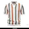 AIOPESON Men's Ribbed Knit Polo Shirt For Breathable Striped Casual Wear with Comfortable Collar High quality Male Polo Shirt