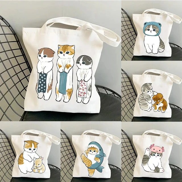 Cute Cat Print Large Capacity Tote Bag