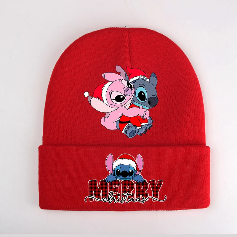 Disney Stitch Kids Knitted Cap Anime Cartoon Christmas Printed Woolen Hat Boys Girls Cute Kawaii Casual Caps Cycling Warm Hats 2